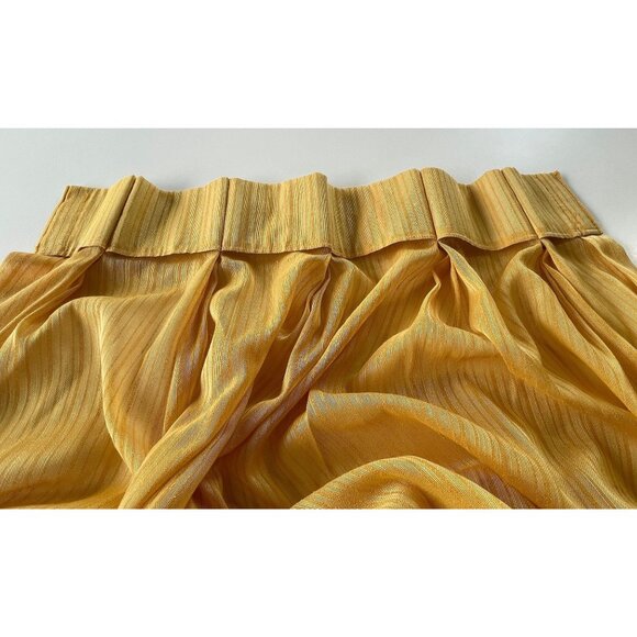 Vintage 70s curtain, yellow tone on tone stripes, single narrow pleated panel - Picture 6 of 9